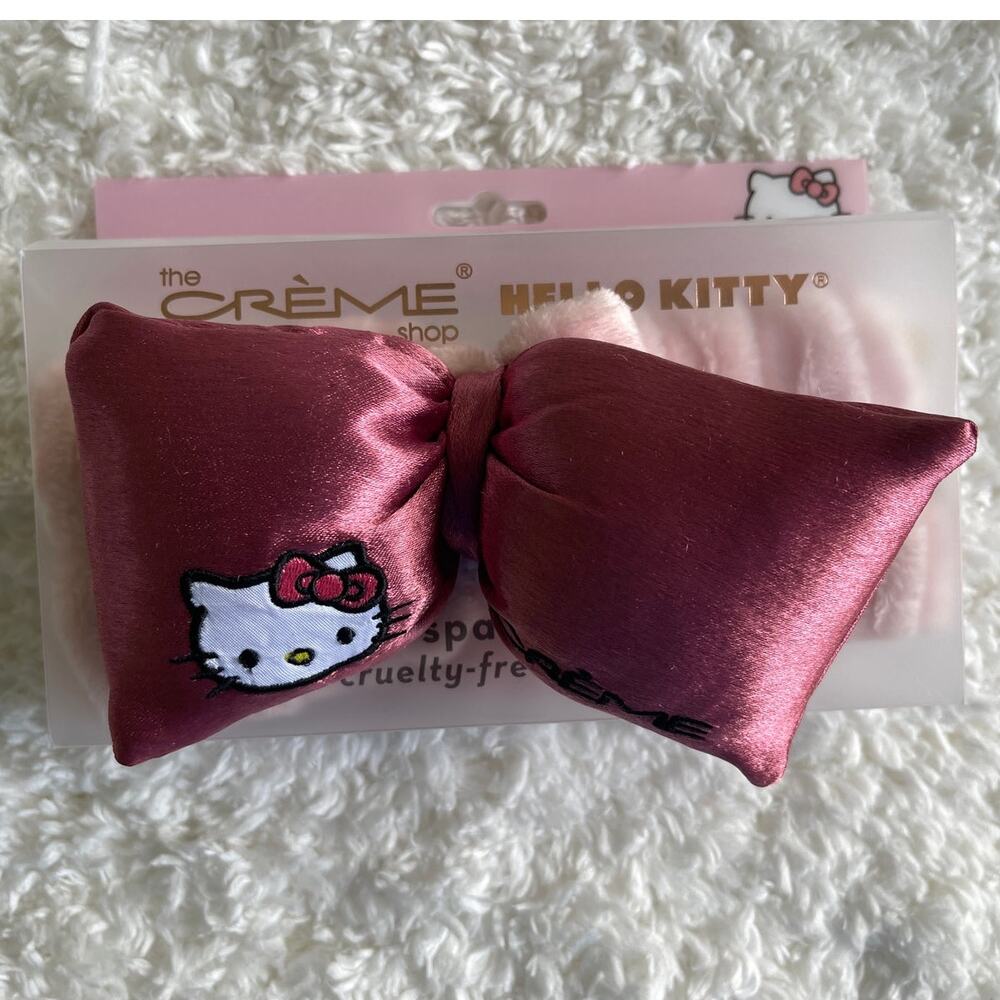 The Creme Shop Hello Kitty Plush Spa Teddy Headband Satin Cute NEW Dusty Pink